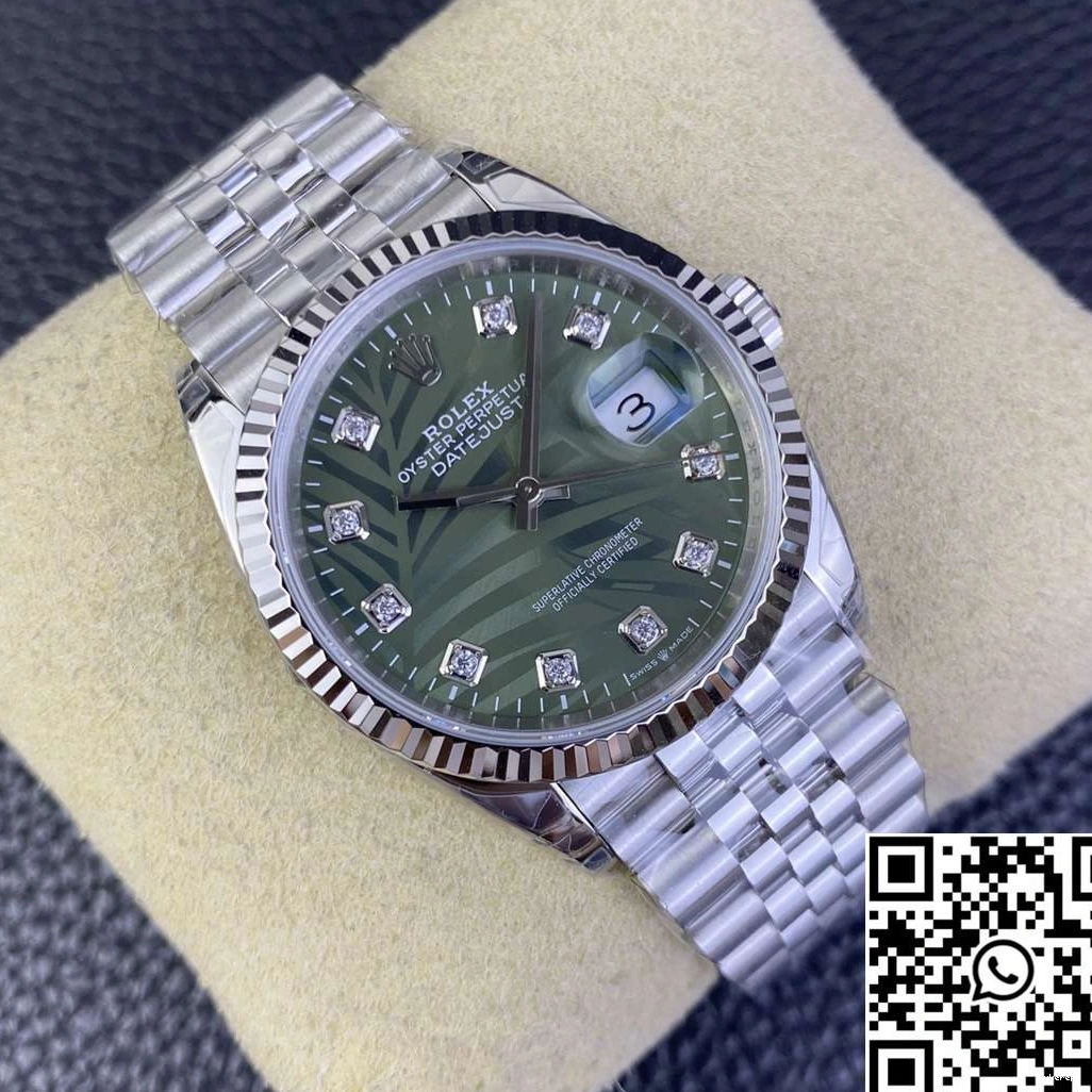 Hourmarker Diamond Stainless M126234 Dial Motif Factory 36MM Green Rolex Clean Datejust Steel 0212